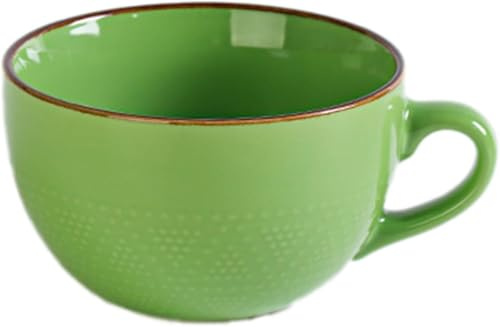 700ml Kaffeetasse, Cappuccino Tassen Steingut, XXL Tasse Keramik Suppentassen mit Henkel, Keramik Becher,Groß Müslischalen mit Henkel,Salat Schale,Kaffeetasse aus Porzellan (Grün)