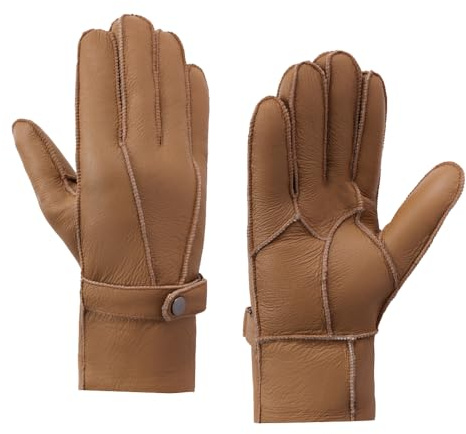 MGGMOKAY Männer Shearling Handschuhe Herren Lederhandschuhe Shearling Warme Winterhandschuhe