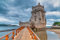Acryl-Bild 50 x 30 cm: Belem-Turm bei Sonnenuntergang mit Wolken am Himmel, Lissabon. (114881964)