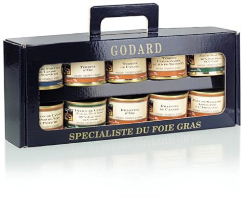 Geschenkset Gourmand Godard, Spezialist für Fettleber, 10 Terrinen und Rilletten aus Ente und Gänse