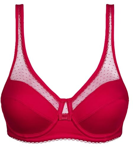DIM Femme avec Armatures Generous Coton Bio X1 Bra, Rouge Cerise, 90C EU