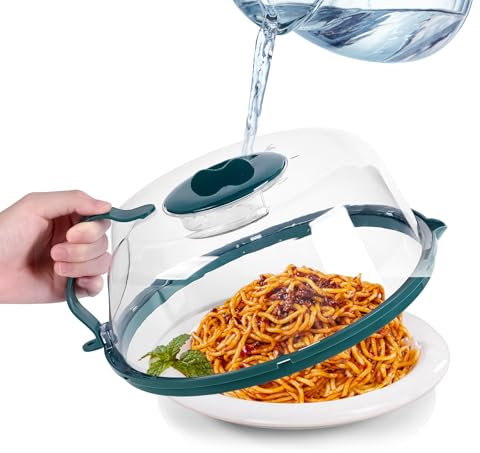 Microwave Cover with Water Steamer, Microwave Splatter Cover, 10 Inch Plate Covers with Integrated Handle Splatter Guard, Kitchen Gadgets & Accessories, House Essentials for Gift