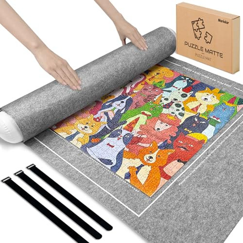 Nariolar Puzzlematte - Puzzle Matte Roll 500/1000/1500 Teile, Praktisches Zubehör für die Aufbewahrung und den Transport von Puzzles(Grau)