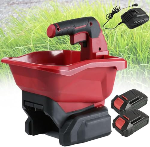 Kabelloser Saatgutstreuer, 3,3 l tragbarer elektrischer Düngerstreuer mit 3000-mAh-Akku, Streubreite max. 5 m, 8 Gänge einstellbare Streubreite und Durchflussrate, Streufläche max. 800 m² Battery*1