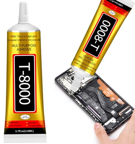 110ml Pegamento para Pantalla Movil, Pegamento para Textil Zapatos Modelismo Cristal, Pegamento Decoracion Funda Movil, T8000 Glue Aplicable para Computadoras Cámaras Metal Textiles Papel