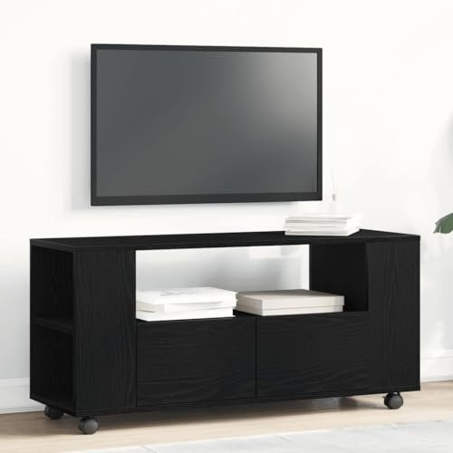 Generisch TV-Schrank mit Rollen Schwarz Eichen-Optik 102x34,5x43cm,jiangboyue-862479