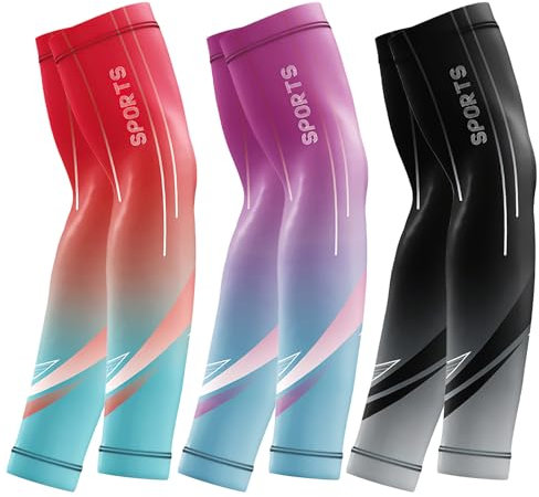 Jupsk 3 Pairs Arm Sleeves for Men Women, Outdoor Arm Sleeves Summer Cooling Arms Cover Basketball Football Golf Arms Sleeve Sun Protection Compression Sunscreen Ice sleeve