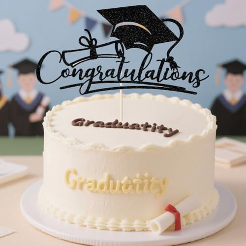 Graduation Decorations, Graduation Cake Topper, Congratulations Cake Topper-Reusable Cakes Toppers with Cap Pick for Class of 2026 and Beyond, High School College Senior Graduations Party Supplie