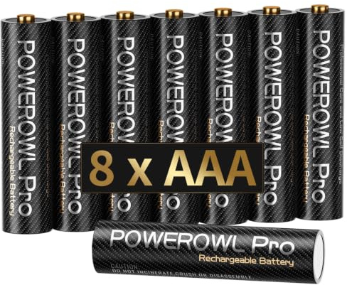 POWEROWL - 8 Pack 1100mAh Rechargeable Battery AAA, High Capacity Performance NIMH AAA Rechargeable Batteries for Cordless Phones