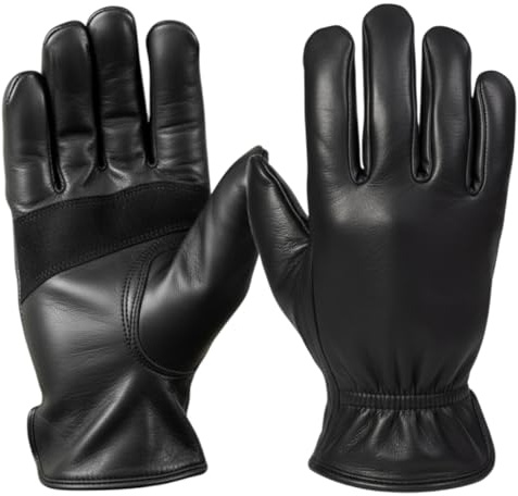 MDM Motorradhandschuhe Herren Echtleder, leichte Sommer Handschuhe Motorrad Chopper Retro, ungefüttert, weiches Leder, rutschfeste Innenfläche, klassisch Schwarz (Schwarz, XL)