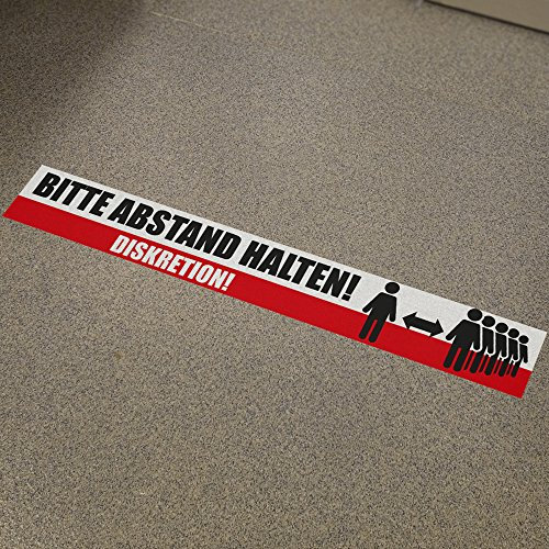 DRUCKUNDSO Bodenaufkleber Bitte Abstand halten 80x12cm Rot Vinyl Bodenstehend