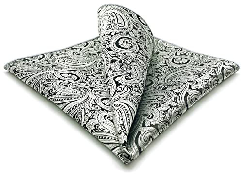 S&W SHLAX&WING Neu Designer Herren Einstecktücher Silber Schwarz Paisley Suits Gift