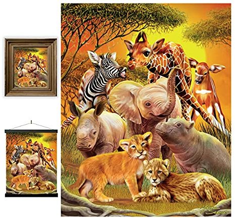 3D LiveLife Lenticular Pictures - Kissing Cousins from Deluxebase. A3 Unframed Deep 3D Effect Animal Wall Art for Living Room, Bedroom or Kitchen. Unique Safari Print Poster for Home Decor.