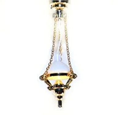Melody Jane Puppenhaus Viktorianisch Hängende Decken Lampe mit Kamin Lampion 12V Electric Light