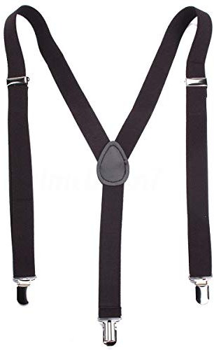 Boolavard Herren Damen Long Hosenträger Y Form Style 3er Clips elastisch Schmal Unifarbe und Bunt mit verschiedenen Motiv (Kaffee)