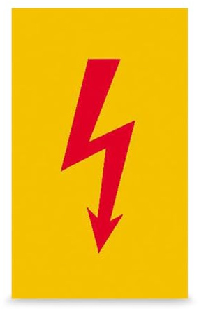 Betriebsausstattung24 Warnschild Spannungszeichen (Roter Blitz) - 20 Aufkleber auf Bogen - PVC-Folie, selbstklebend - 1,3 x 2,6 cm