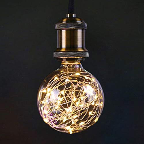 AIFUSI G95 LED Globe Fairy Light Bulb for Ambient Night Lighting, E27 Standard Base Edison with Starry Decorative String Lights for Bathroom, Bedroom, Living Room [Warm White]