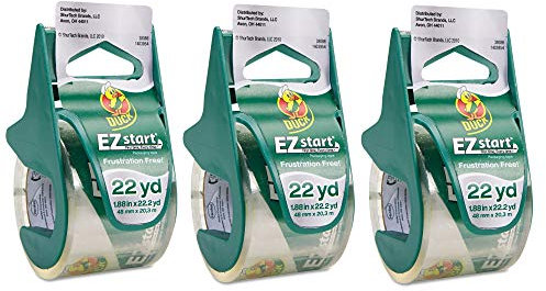 Duck EZ Start Premium Packaging Tape, 3 Pack