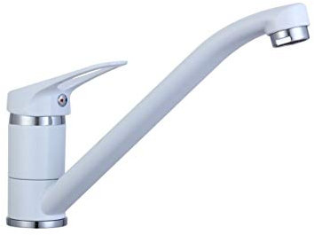 Grifo monomando para fregadero Atenas con caño orientable, color blanco