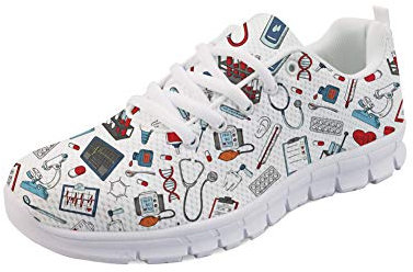 POLERO Nurse - Zapatillas de Mujer para Enfermera, Ligeras, para Correr, Caminar, Malla, Planas, para Tenis, para Mujer, Deportes, Apartamentos, 38 EU, Blanco