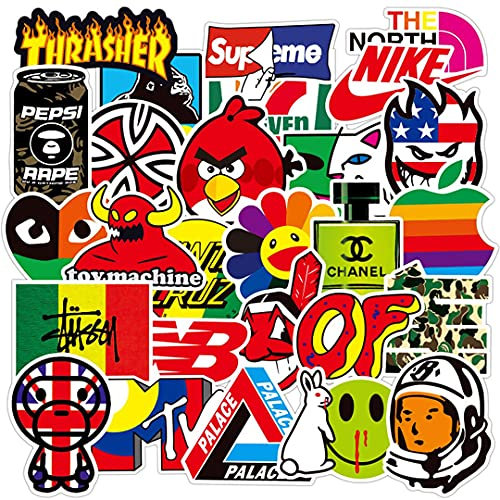 Tinyuet Auto Aufkleber Packung, 100 Stück Wasserfeste & Abziehbare Vinyl Sticker - Für Kinder, Handy, Laptop, Koffer, Auto, Motorrad, Helm - Umweltfreundlich & Rückstandsfrei - (Markenstil)