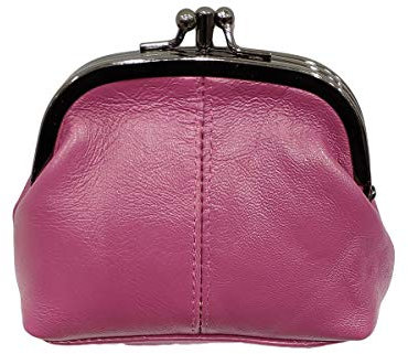 LOLUNA® Porte-Monnaie Femme Cuir véritable Agneau Souple - Fermoir Clic Clac et Compartiment Fermeture - Couleurs au Choix (Fuchsia)