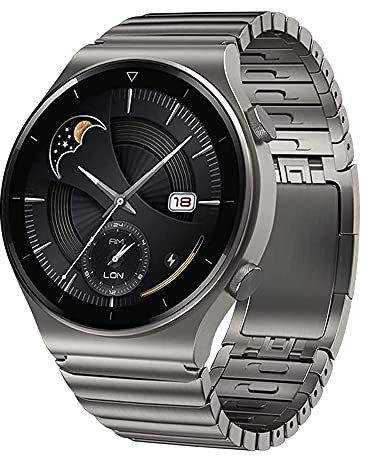 VeveXiao Bracelet Compatible avec Huawei Watch GT 46 mm/GT2 Pro/GT2 46 mm/GT 2E, 22 mm Bracelet en métal réglable pour Samsung Galaxy Watch 46 mm/Galaxy Watch 3 45 mm/Gear S3 Band (Gris Titane)