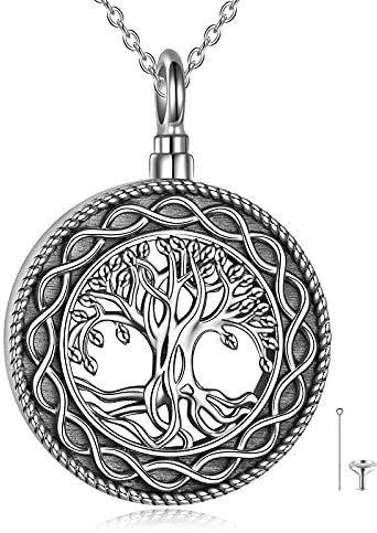 YFN Tree of Life Urn Necklace For Ashes Sterling Silver Ashes Keepsake Cremation Pendant Ashes Jewellery for Women Men Dog Cat