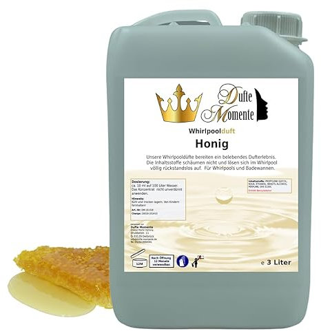 Dufte Momente | Whirlpool Duft Honig 3 Liter | Badezusatz | mit naturreinen und natürlichen ätherischen Ölen | kein Schaum | vegan und ohne Tierversuche