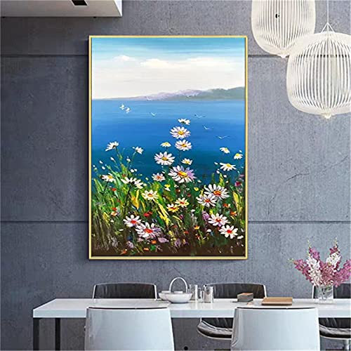 EUEU Schöne Malerei Pflanze Blumen Nordic Daisy Edelweiss Gelbe Blume Leinwand Gemälde Home Wandkunst Poster und Drucke 35x50cm Rahmenlos