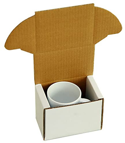 KAPCO 25 x Smash Proof Boxes (11.5 x 8.5 x 10cm) for Shipping and Gifts Packaging, Mailing and Packing Box, Blank Mug Mailer Boxes, Easy Folding Gift Box with Lid (White)