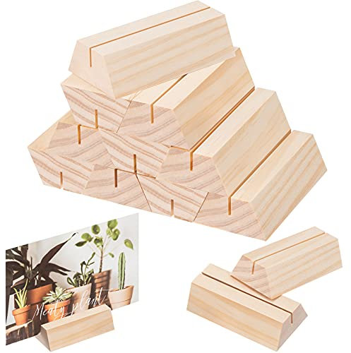12 Stück Holz Tischkartenhalter Trapez Holz Tischnummernhalter Schild Ständer für Namenskarte für Hochzeit Einzelhandel Geschäft Geburtstag Party Events Home Dekoration (0,06 Zoll)