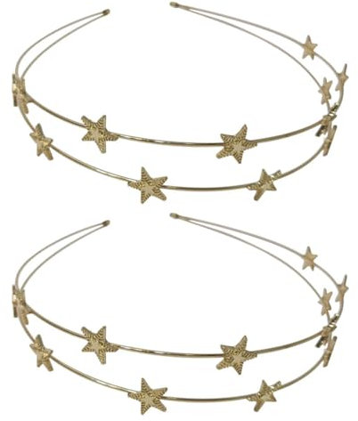 FOMIYES 2 Stücke Stern Haarreifen Doppelreihig Stirnband Weihnachten Haarbänder Haarschmuck Kopfschmuck Kopfbedeckung Geschenke für Damen Mädchen Kinder Weihnachten Hochzeit Party