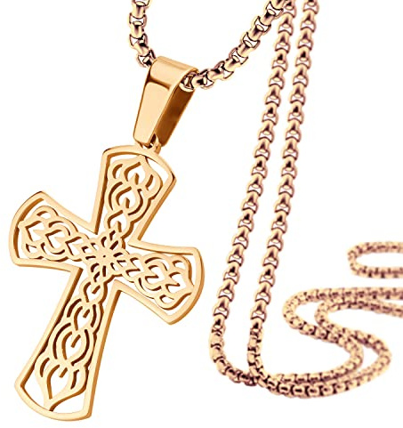 555Jewelry Stainless Steel Celtic Cross Necklace Pendant for Men 16-24 Chain