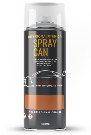 Xtremeauto Spray Paint Finish For Indoor And Outdoor Use Garden Cars Home Kitchen Bathroom Furniture Art Craft Bikes Radiators Metal Wood Plastic Glass UPVC Stone PVC RAL 2010 Signal orange