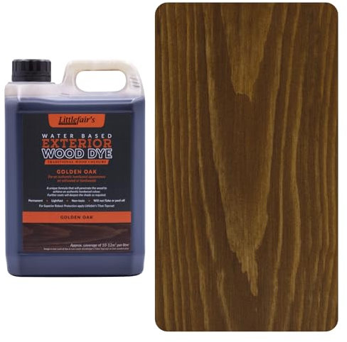 Littlefair's Holzlasur Außen 2.5ltr - Holzlasur Für Natürliche Holzmaserung - Wasserbasierte Holz Lasur - Schnell Trocknend, Schützt Und Umweltfreundlich - Farbe:goldene Eiche)