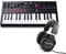 M-Audio Oxygen Pro Mini con auriculares HDH40 - Teclado controlador MIDI USB de 32 teclas con pads, perillas, botones y atenuadores asignables, software y auriculares de estudio