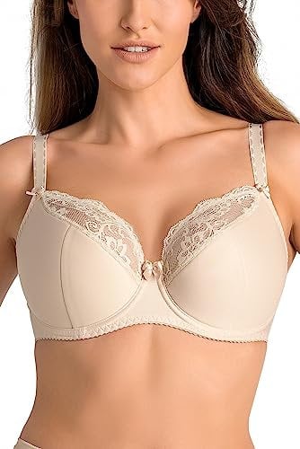 Teyli Damen BH mit Bügel - BH Halbgepolstert Bra - BH Grosse Grössen - BH Große Brüste - Komfort Starker Halt BH - Damen BHS Frauen Bra Beige 95G