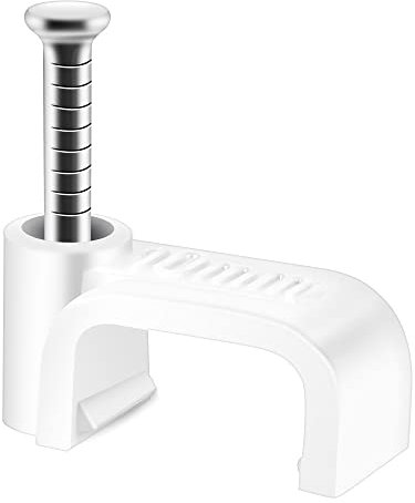 ERKXD Flat Cable Clips White 100 Pcs for Cat6 Cat7 Ethernet Cable Clips to Wall with Steel Nails 10mm 12mm Cord Holder (10mm)