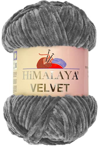 Marriner Himalaya Velvet Super Chunky Yarn with 100% Polyester 14/16 Ply for Knitting and Crochet - Vegan Friendly and Hypoallergenic (Charcoal 100g Single Ball)