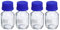 PATIKIL 50mL Réactif Médias Bouteille, 4Pcs Rond Gradué Verre Stockage Bouteille Bleu Vis Capuchon pour Laboratoire Maison, Transparent