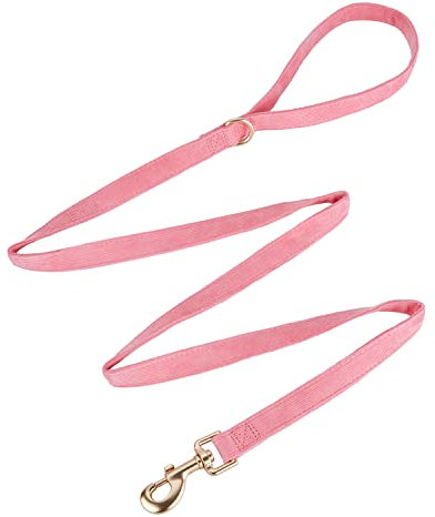 YUDOTE Laisse en velours côtelé doux pour chien Rose Taille S 1,5 x 150 cm