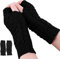 Andiker Fingerlose Winterhandschuhe für Damen, Gestrickte Armwärmer mit Daumenloch, Weiche Handgelenk Halbfingerhandschuhe (Schwarz)