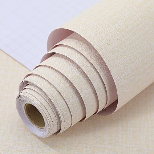 LOVADA Peel and Stick Wallpaper Beige Grass Cloth Wall Paper - 15.7 x 98 Inch Self Adhesive Wallpaper Peel and Stick, Easy to Paste Wall Contact Paper for Stand Liner, Table and Door Makeover Decor