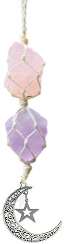 WULILONG Rose Quartz Amethyst Pendant Crystal Car Hanging Ornament Hanging Car Crystal Accessories Crystal Stones (RoseCrystal+Amethyst)