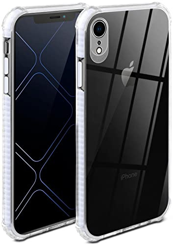 ONEFLOW für iPhone XR Hülle Silikon transparent, Handyhülle mit stoßfestem Bumper Backcover durchsichtig Silikonhülle kabelloses Laden Schutzhülle, Cushion Case, Weiss