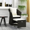 Tidyard 2-TLG. Garten Liegestuhl mit Auflagen Hocker Gartenstuhl Relaxstuhl Sessel Sonnenliege Hochlehner Stuhl Gartensessel Gartenmöbel Schwarz Poly Rattan