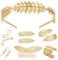 Bocguy 9 Stück Griechische Göttin Kostüm Schmuck Set, Griechische Göttin Goldener Haarschmuck Arm Spule Armband, Blatt Ohrringe Haarkamm, Braut Hochzeits Kopfschmuck