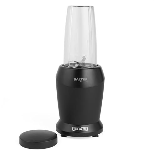 Salter EK2002V5MBLK Kuro NutriPro 1000 Portable Blender – Personal Blender & Smoothie Maker, 1L BPA Free Jug & Lid, Stainless Steel Blade, One Touch Operation, Protein Shakes/Cocktails, Black, 1000W
