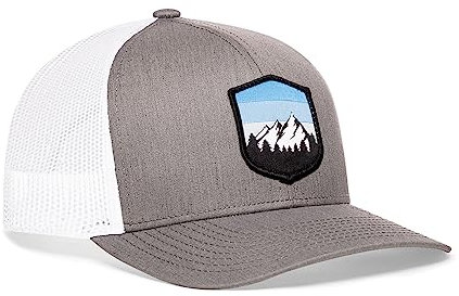 HAKA Baseballkappe mit Aufschrift Mountains & Trees, Outdoor-Trucker-Mesh, Grau/Weiß, Einheitsgr��e